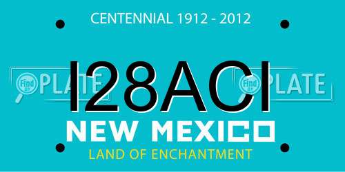 I28ACI New Mexico License Plate