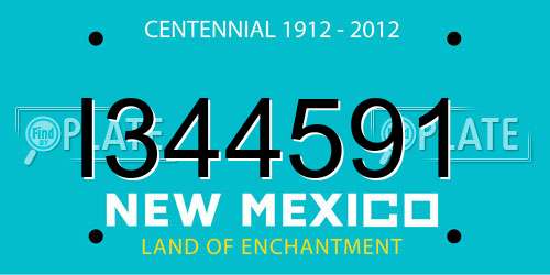 I344591 New Mexico License Plate