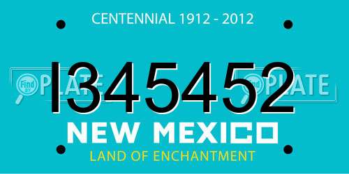 I345452 New Mexico License Plate