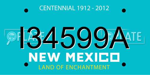 I34599A New Mexico License Plate