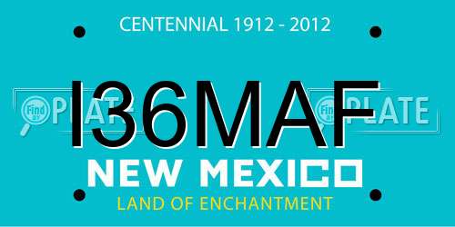 I36MAF New Mexico License Plate