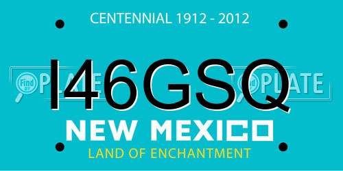 I46GSQ New Mexico License Plate