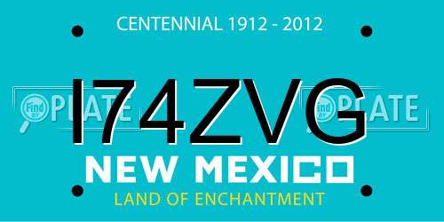 I74ZVG New Mexico License Plate