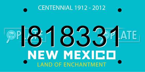 I818331 New Mexico License Plate