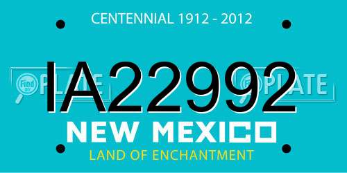 IA22992 New Mexico License Plate