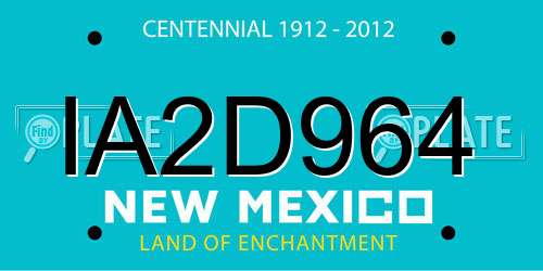 IA2D964 New Mexico License Plate