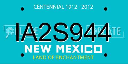 IA2S944 New Mexico License Plate