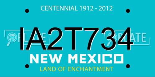 IA2T734 New Mexico License Plate