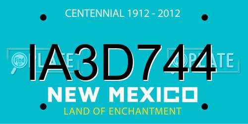 IA3D744 New Mexico License Plate