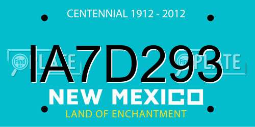 IA7D293 New Mexico License Plate