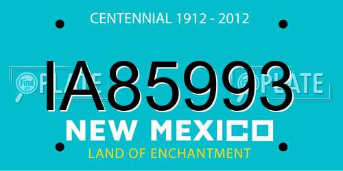 IA85993 New Mexico License Plate