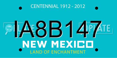 IA8B147 New Mexico License Plate