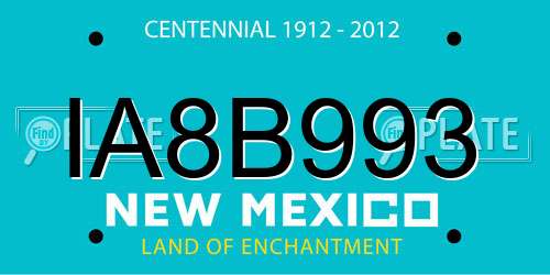 IA8B993 New Mexico License Plate
