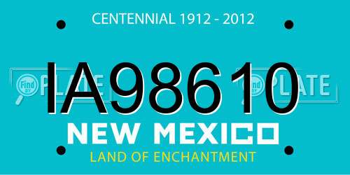 IA98610 New Mexico License Plate