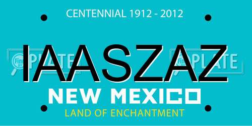 IAASZAZ New Mexico License Plate