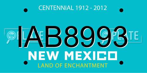 IAB8993 New Mexico License Plate