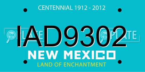 IAD9302 New Mexico License Plate
