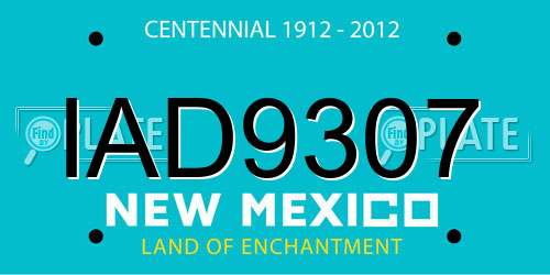 IAD9307 New Mexico License Plate