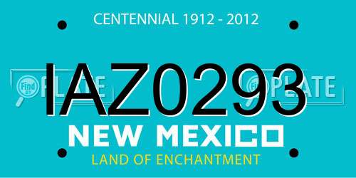 IAZ0293 New Mexico License Plate