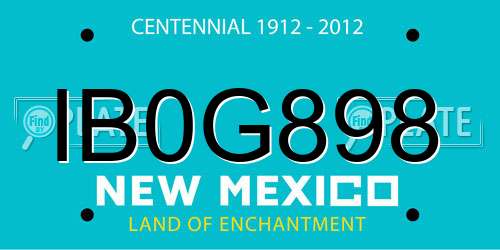 IB0G898 New Mexico License Plate
