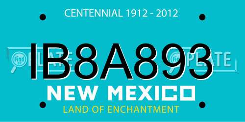 IB8A893 New Mexico License Plate