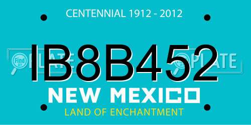 IB8B452 New Mexico License Plate