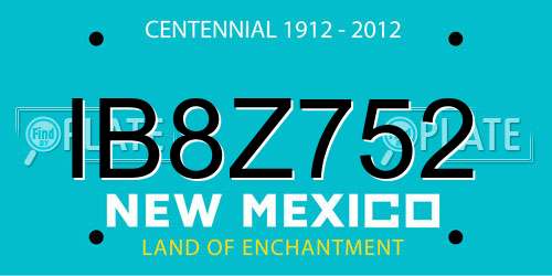 IB8Z752 New Mexico License Plate