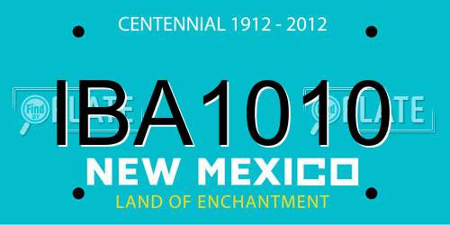 IBA1010 New Mexico License Plate