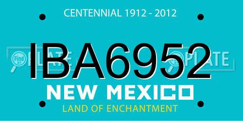 IBA6952 New Mexico License Plate