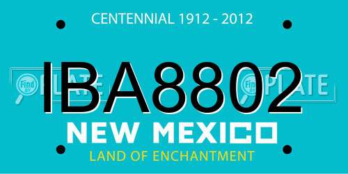 IBA8802 New Mexico License Plate