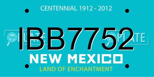 IBB7752 New Mexico License Plate