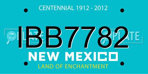 IBB7782 New Mexico License Plate