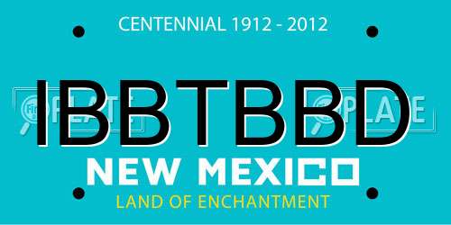 IBBTBBD New Mexico License Plate