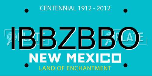 IBBZBBO New Mexico License Plate
