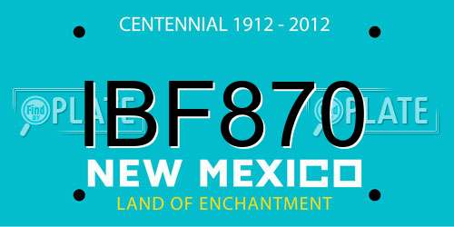 IBF870 New Mexico License Plate