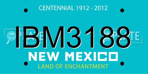 IBM3188 New Mexico License Plate