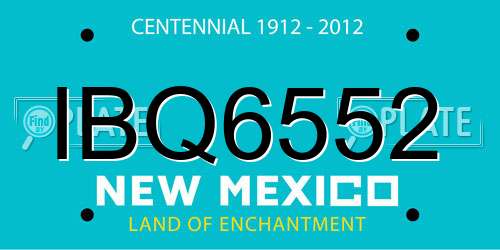 IBQ6552 New Mexico License Plate