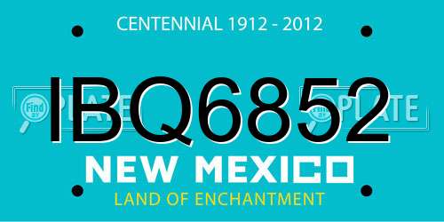 IBQ6852 New Mexico License Plate