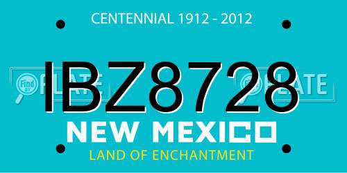 IBZ8728 New Mexico License Plate