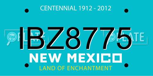 IBZ8775 New Mexico License Plate