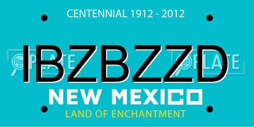 IBZBZZD New Mexico License Plate