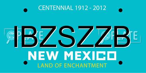 IBZSZZB New Mexico License Plate