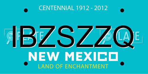 IBZSZZQ New Mexico License Plate