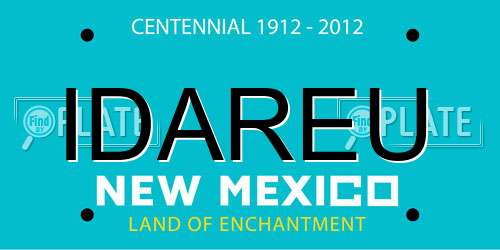 IDAREU New Mexico License Plate