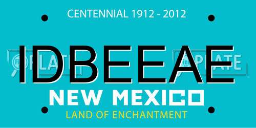 IDBEEAE New Mexico License Plate
