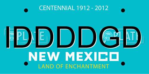 IDDDDGD New Mexico License Plate