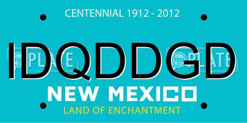 IDQDDGD New Mexico License Plate