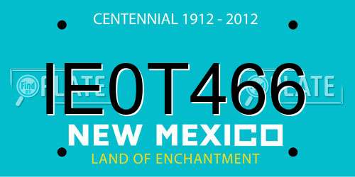 IE0T466 New Mexico License Plate