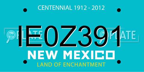 IE0Z391 New Mexico License Plate