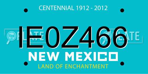 IE0Z466 New Mexico License Plate
